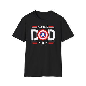 Captain Dad T-Shirt | Captain America Inspired Shield Father Tee Black