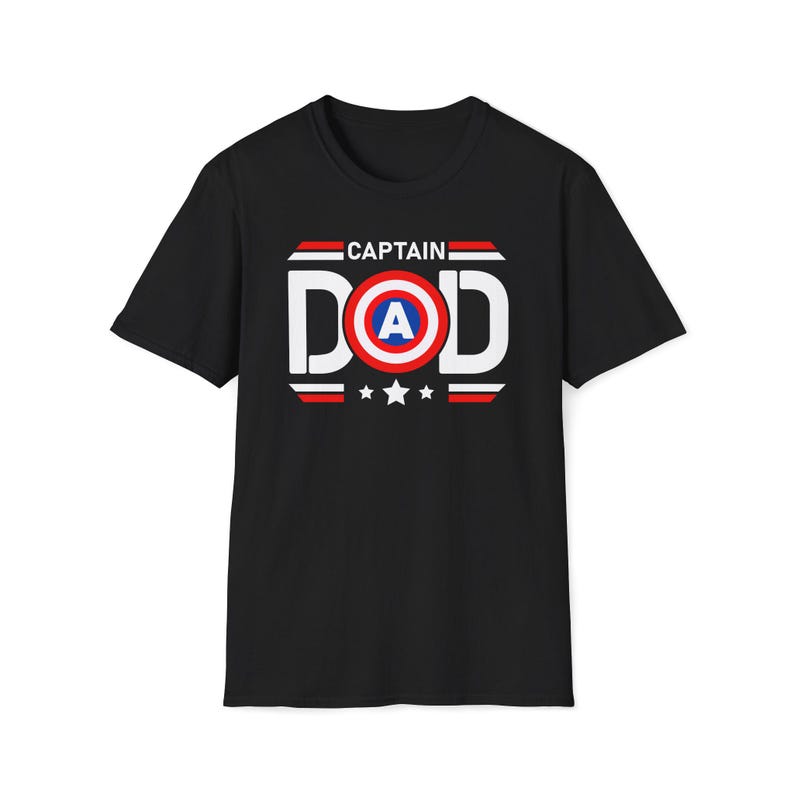 Captain Dad T-Shirt | Captain America Inspired Shield Father Tee Black