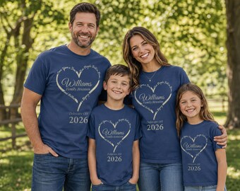 Personalisiertes T-Shirt mit Familiennamen, individuelles T-Shirt für Familientreffen, Partner-Shirts für Geschwister, personalisierte Babygeschenke, Geschenk zur Familiengeschichte