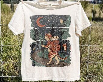 Vintage-Wander-T-Shirt mit Katzenmotiv, Comfort Colors® Wald-Trekking-T-Shirt, Geschenk für Outdoor-Fans mit Katzenbezug