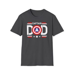 Captain Dad T-Shirt | Captain America Inspired Shield Father Tee Dark Heather