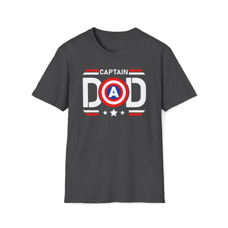 Captain Dad T-Shirt | Captain America Inspired Shield Father Tee Dark Heather