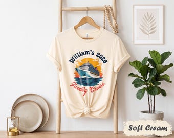Personalisiertes Familien-Kreuzfahrt-Shirt, Urlaubs-T-Shirt mit Wunschnamen für 2026, Retro-Kreuzfahrtschiff-Design, passendes Geschenk für die Familienreise