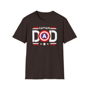 Captain Dad T-Shirt | Captain America Inspired Shield Father Tee Dark Chocolate