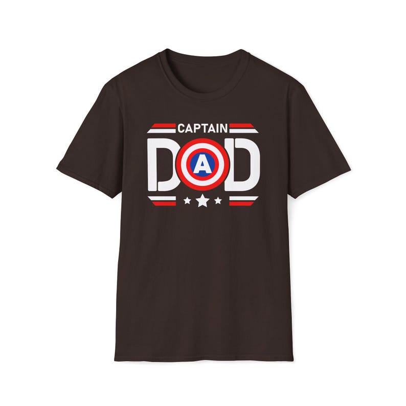 Captain Dad T-Shirt | Captain America Inspired Shield Father Tee Dark Chocolate