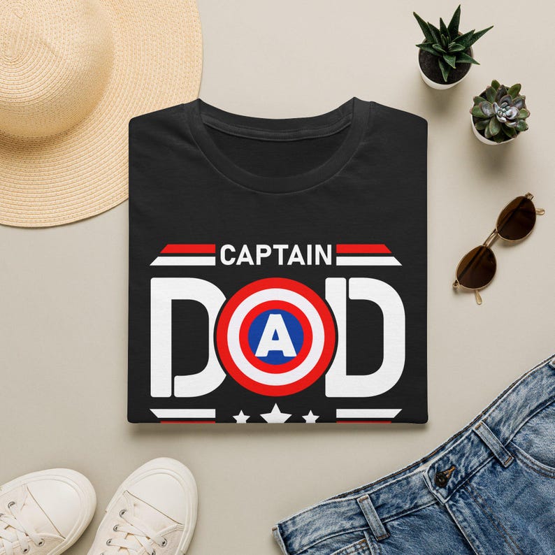 Captain Dad T-Shirt | Captain America Inspired Shield Father Tee image 3