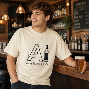 Funny Tech Shirt, Alcoholic Intelligence Tee, Programmer Gift, Drinking Humor t-shirt, IT Guy T-shirt