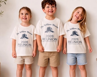 Personalisiertes T-Shirt für das Cousinentreffen, Familiennamen-T-Shirt, Retro-Geschenk für das Wiedersehen mit Handschlag