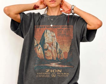 Vintage-Shirt mit Zion-Nationalpark-Motiv, Retro Comfort Colors® Ranger Naturalist, Grafik-Reisegeschenk aus den 90ern
