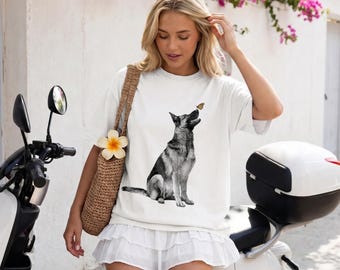 T-Shirt mit Schäferhundmotiv, Comfort Colors® Hunde-Schmetterlings-T-Shirt, Geschenkidee für Schäferhund-Eltern, Vintage-T-Shirt mit Hundemotiv, Retro-Geschenk für Tierliebhaber und Haustierbesitzer