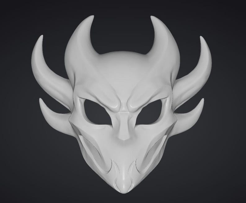 Nightmare King Mask STL File Horned Bat Demon Cosplay 3D Model ...