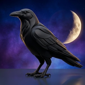 様式化されたカラスの彫刻 3Dプリント用STLファイル | 滑らかなカラスの鳥の像（台座なし） | ゴシックミニマリスト装飾デジタルダウンロード