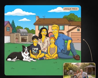 Custom family portrait in your chosen style – select from 30 unique looks or upload your own reference.