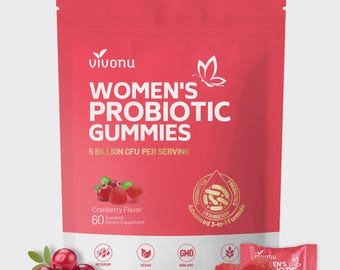 Cranberry Probiotic Gummies | Targeting Body Odor, Women's Health, and Body Balance | Vegan (60 Gummies per Pack)