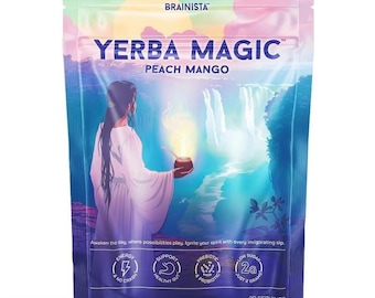 Yerba Mate Super Instantánea en Polvo para Mezclar / Yerba Mate Mágica Instantánea en Polvo / Sabor a Melocotón y Mango / 30 Porciones