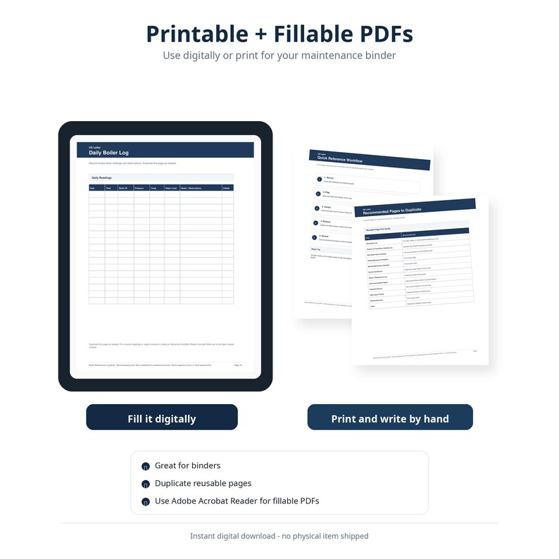 Boiler Maintenance Log Book Printable, Fillable Boiler Service ...