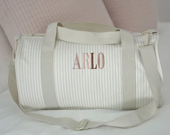 Personalised Kids Duffle Bag with Embroidered Name — Cotton Canvas Sleepover Bag | Remi