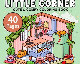 Little Corner Coloring Book PDF – 40 Printable Pages for Kids & Adults, Instant Digital Download, Bold and Easy Coloring Book