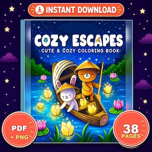 Cozy Escapes Coloring Book – Scenes, Bold Lines (PDF Download)