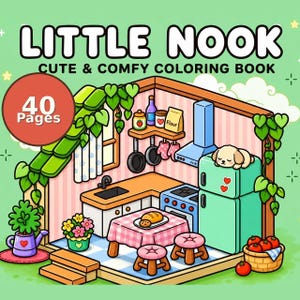 Little Nook Coloring Book PDF – 40 Printable Pages for Kids & Adults, Instant Digital Download, Bold and Easy Coloring Book