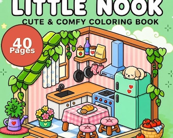 Little Nook Coloring Book PDF – 40 Printable Pages for Kids & Adults, Instant Digital Download, Bold and Easy Coloring Book