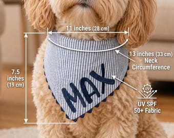 Personalisierter Hundehalstuch, Haustierschal mit benutzerdefiniertem Namen, UV-LSF 50+ Welpen-Bandana, verstellbarer Hundehalstuch, kleiner Hundegeschenk