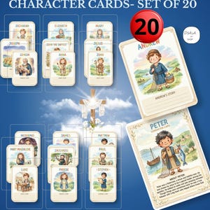 BINGO dei personaggi delNuovo Testamento (set di 20) Stampabile/Carte degli eroi della Bibbia Gioco del bingo cristiano/Download digitale