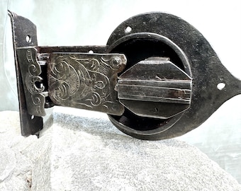 Antique Door Lock Mechanism, Style Hand Forged Iron Lock, Architectural Salvage