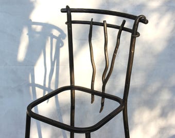 Hand Forged Bar Stool Frame Custom Metal High Bar Chair Industrial Iron Base Handmade