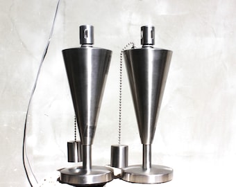 Pair Stainless Steel Table Oil Torches, Garden Lanterns, Patio Table Lamps, Outdoor Decor