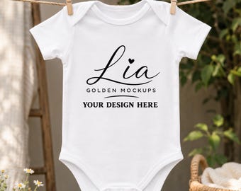 Rabbit Skins 4424 Bodysuit Mockup, Outdoor Lifestyle Infant Onesie (Digital Download)