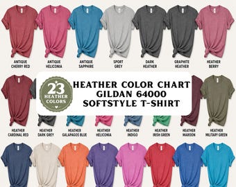 Gildan 64000 Color Chart Bundle,Gildan 64000 Color Chart, Solid Heather Guide (Digital Download)