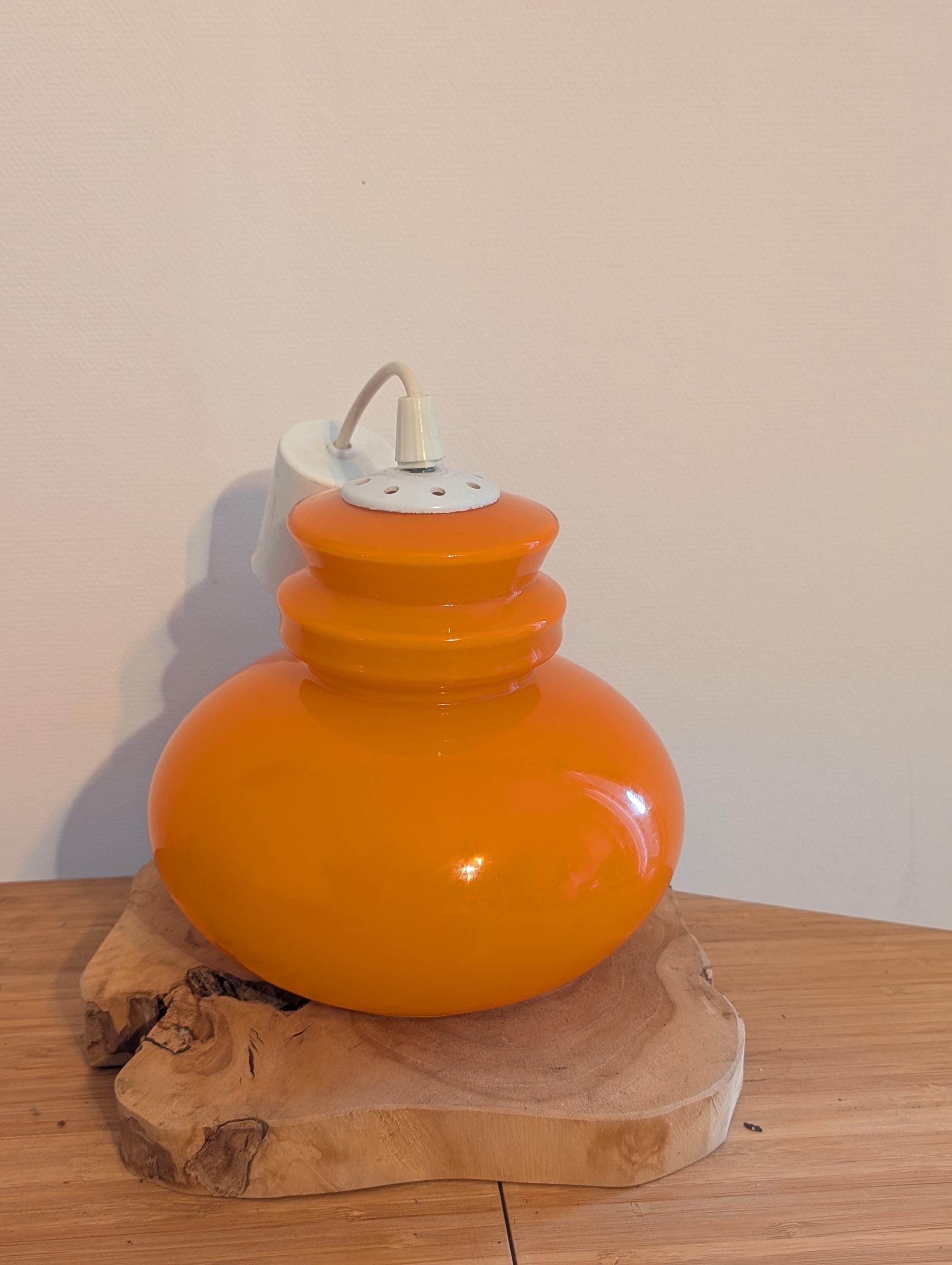 70s hanging lamp orange - Etsy 日本