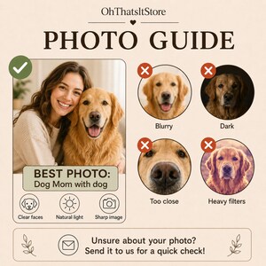 Photo guide showing best picture tips for creating a personalized Dog Mom blanket.