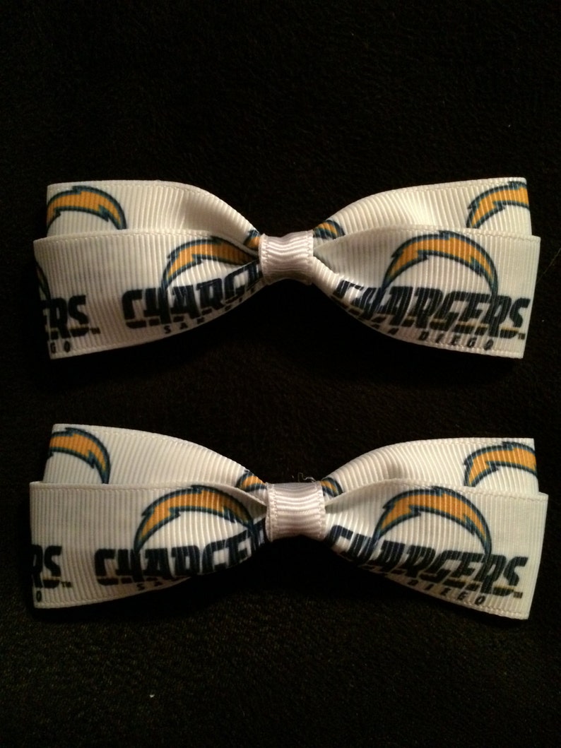 Chargers Hair Bows with Alligator Clips