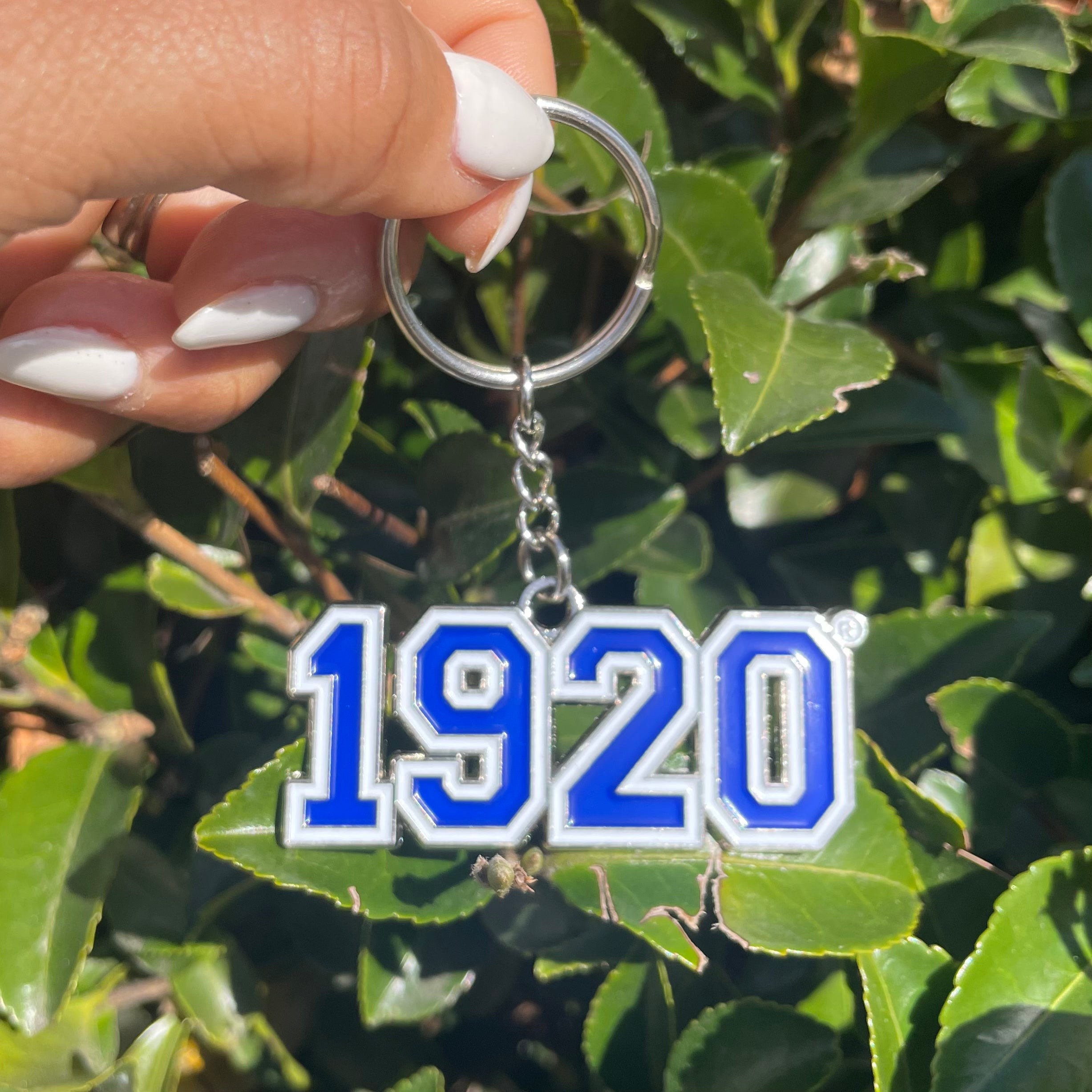 1920 Zeta Phi Beta Key Chain, Blue and White, ZPHIB, Zeta Gift