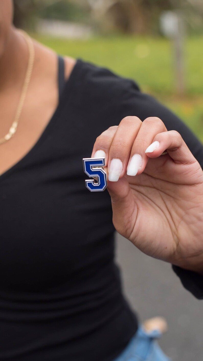 Number Lapel Pins Blue and White Etsy