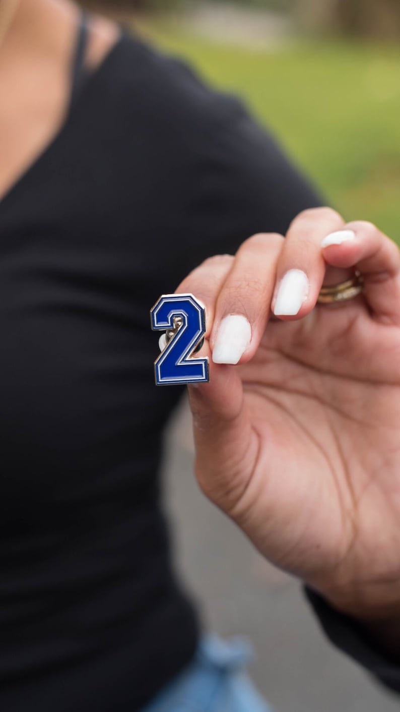 Number Lapel Pins Blue and White Etsy