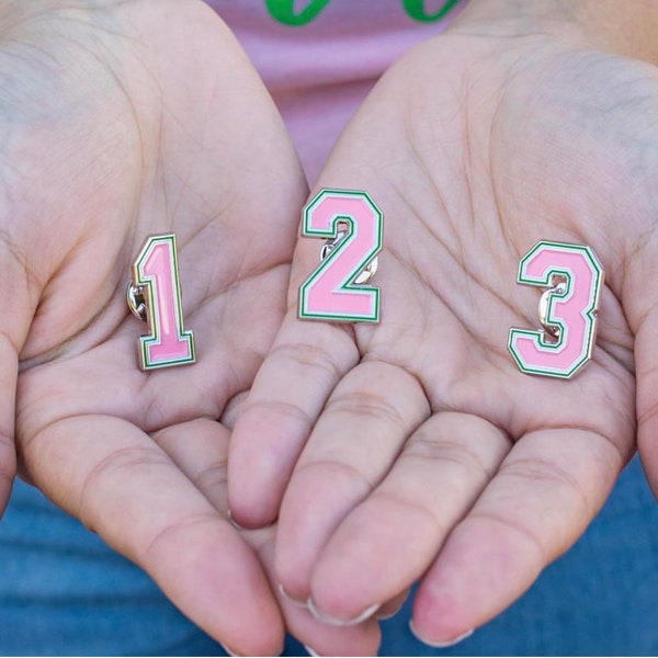 Number Lapel Pins | Pink and Green