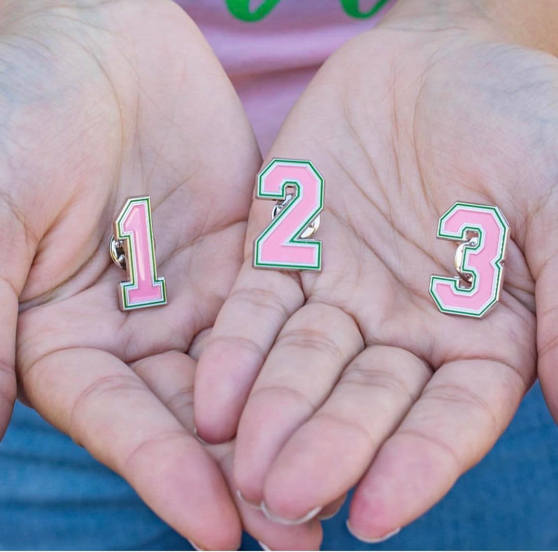 Number Lapel Pins Pink and Green Etsy