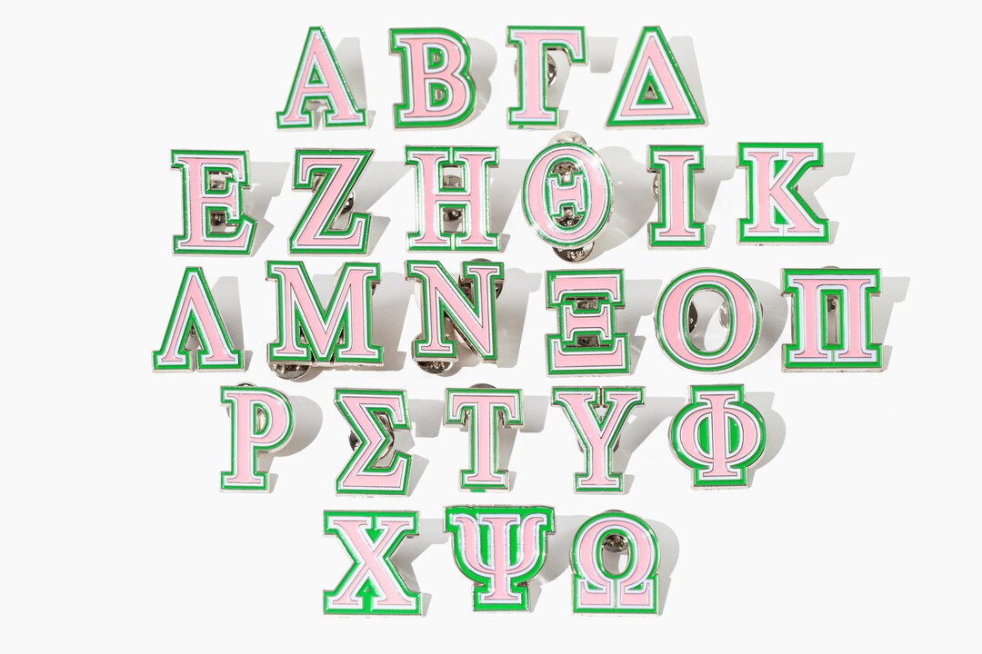 Greek Letter Lapel Pins Individual Pink and Green Etsy