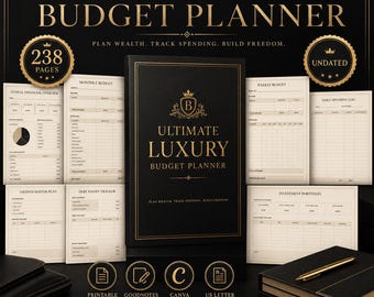 Ultimate Budget Planner | Undated Finance Tracker Canva Template | GoodNotes Debt Savings Journal | Printable PDF