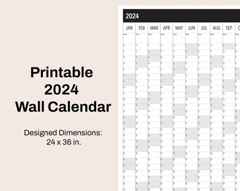 Large 2024 Wall Calendar Printable | 2024 Wall Planner | Annual Planner ...