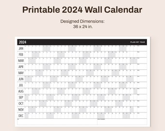 Large 2024 Wall Calendar Printable 2024 Wall Planner Annual Planner ...
