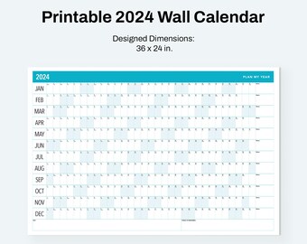 Large 2024 Wall Calendar Printable | 2024 Wall Planner | Annual Planner ...