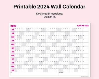 Large 2024 Wall Calendar Printable | 2024 Wall Planner | Annual Planner ...