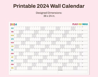 Large 2024 Wall Calendar Printable | 2024 Wall Planner | Annual Planner ...