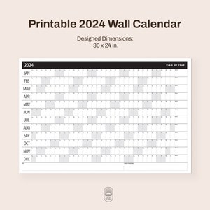 Large 2024 Wall Calendar Printable | 2024 Wall Planner | Annual Planner ...