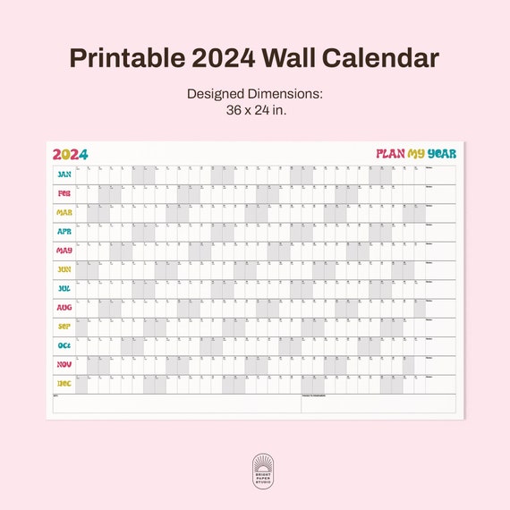 2024 Calendar, 2024 Large Wall Calendar, 2024 Printable Calendar, 2024  Planner, Large Printable Vertical Calendar, Office Planner 