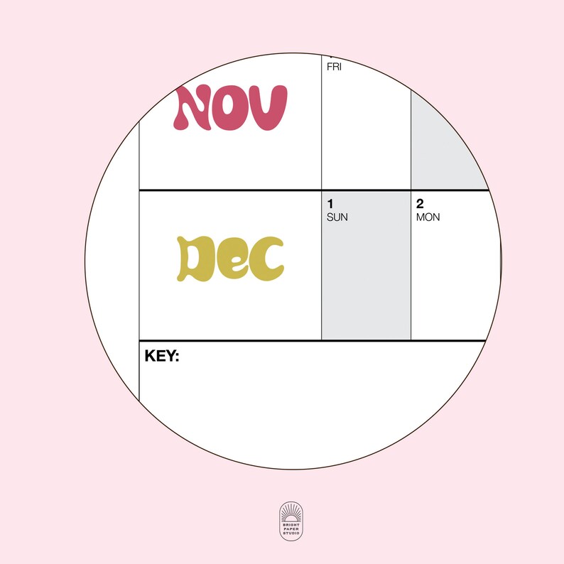 Large 2024 Wall Calendar Printable 2024 Colorful Funky Wall Planner